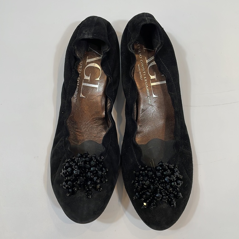 AGL Attilio Giusti Leombruni Shoes 38 Made In Italy Black Leather Dress Pump - Picture 2 of 13
